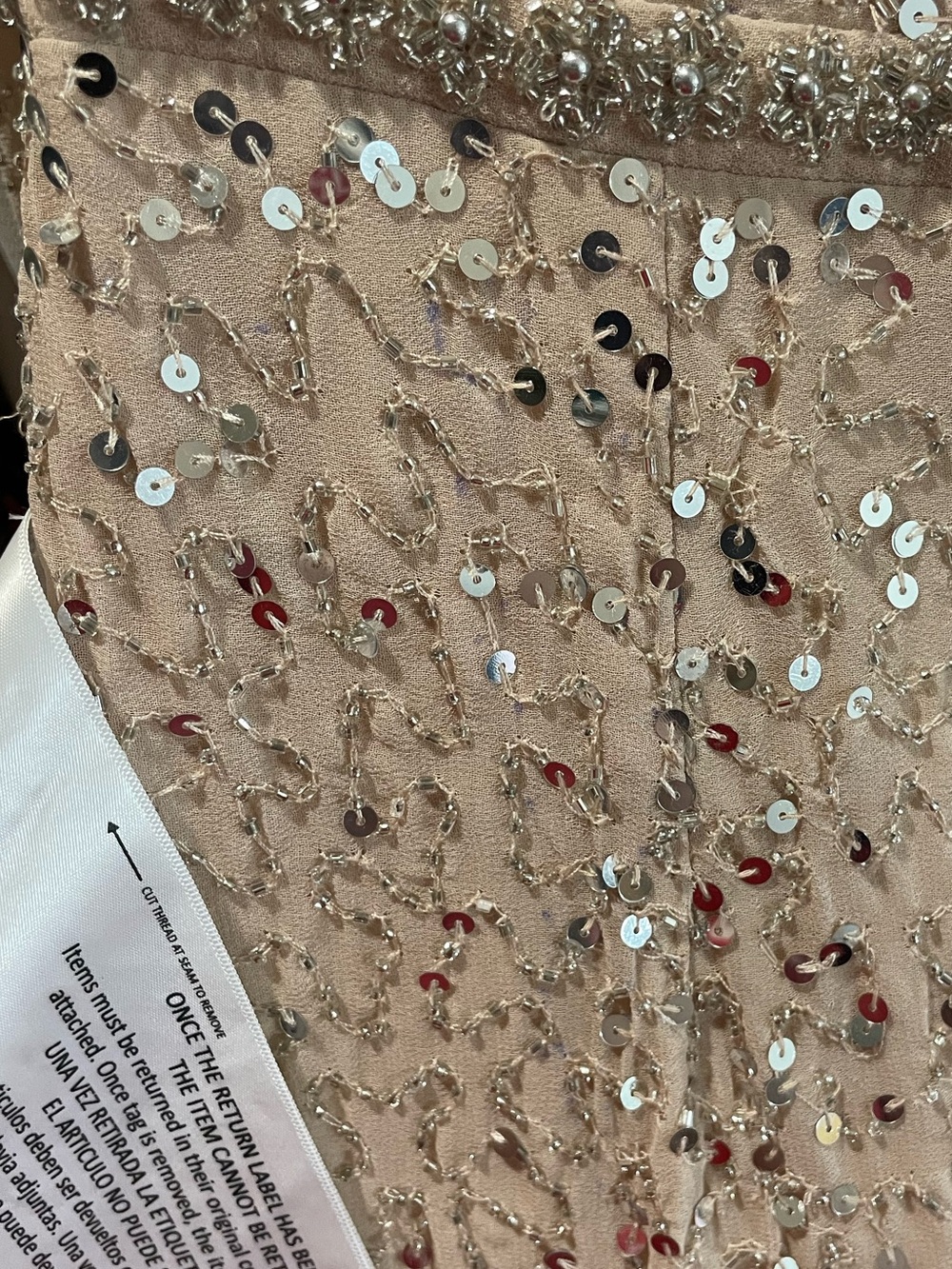 Embellished V-Neck Long Sleeve Midi Dress - Champagne - Picture 4 of 7